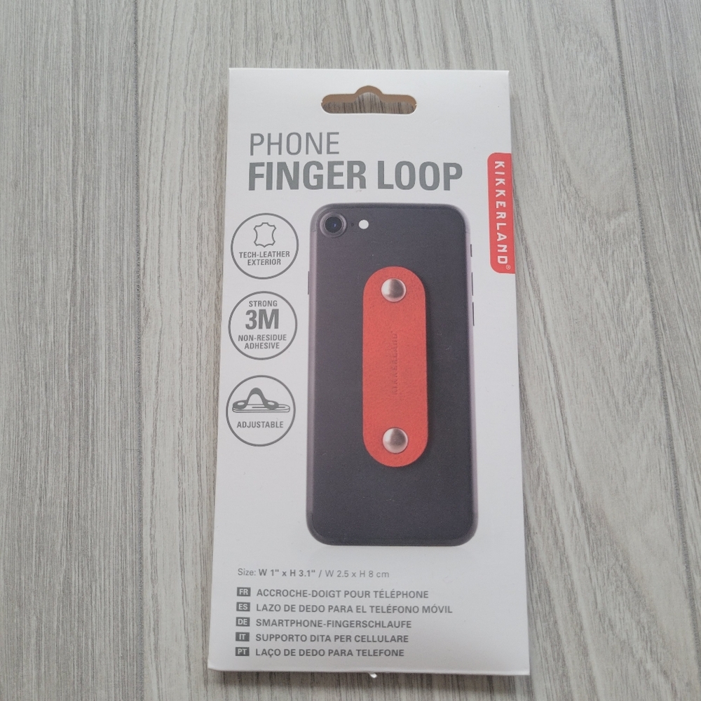 NEW Kikkerland Phone Finger Loop Red Leather